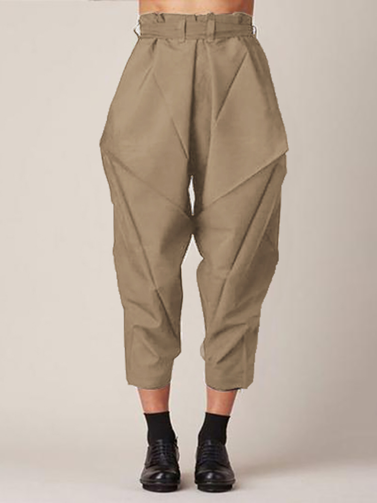 

Solid Color Loose Causal Side Pocket Pants