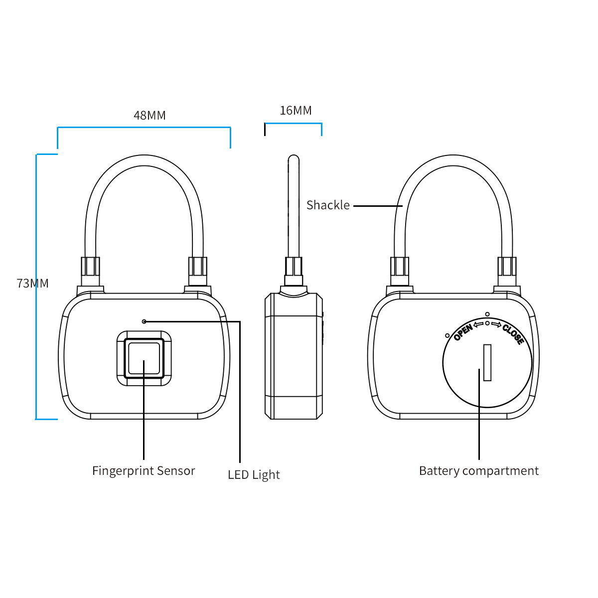 Smart Keyless Fingerprint Lock Luggage Anti-theft Security Suitcase Padlock Door 48