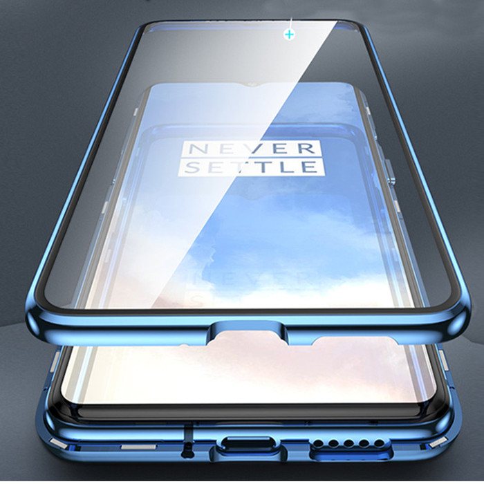 

Bakeey 360º Curved Screen Front+Back Double-sided Full Body 9H Tempered Glass Metal Magnetic Adsorption Flip Protective Case For OnePlus 7T