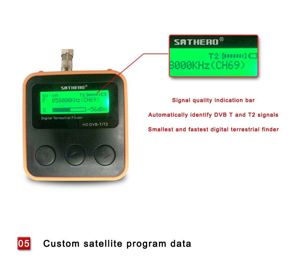 HD Digital TV T1F7 SATHERO SH-110HD Terrestrische Signalfinder Meter DVB-T DVB