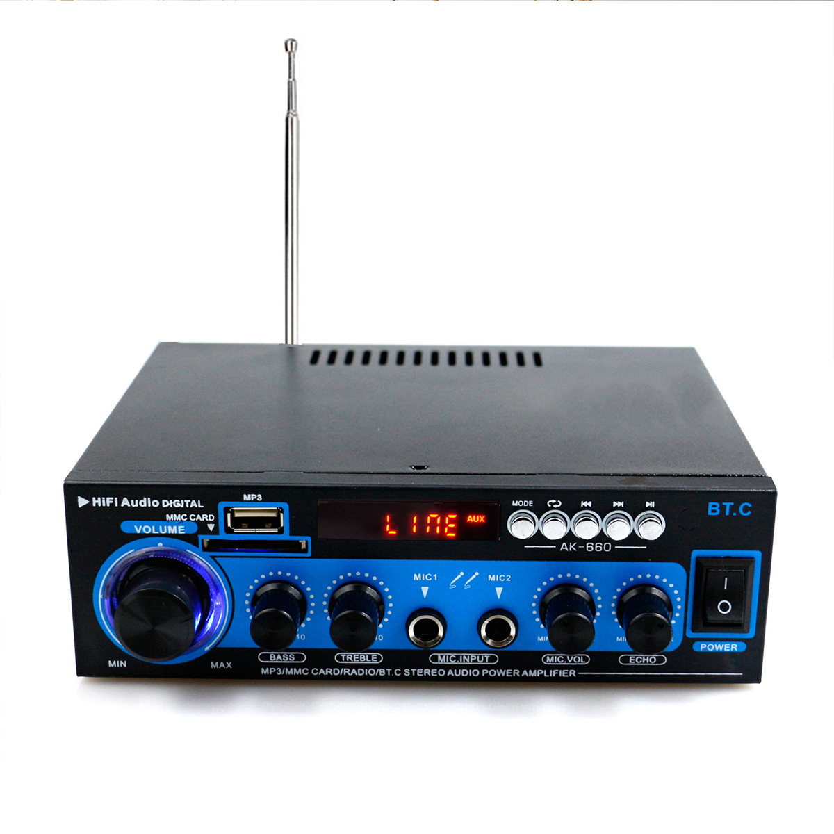 

AK-660 1000 Вт Двухканальный Bluetooth Power Усилитель HiFi AMP Авто Стерео Аудио Поддержка USB SD Автоd FM MP3-динамик с Дистанционный