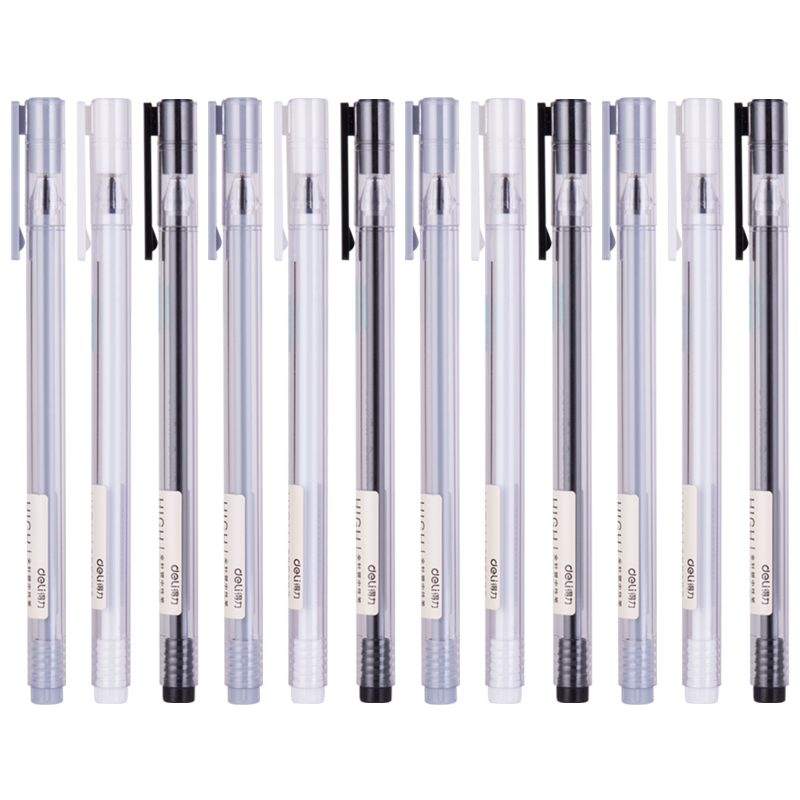 

XIAOMI Ecosystem Deli A025B-01 12PCS box Full Needle 0.38mm 0.5mm Gel Pen Transparent Barrels Black Ink Simple Writing S