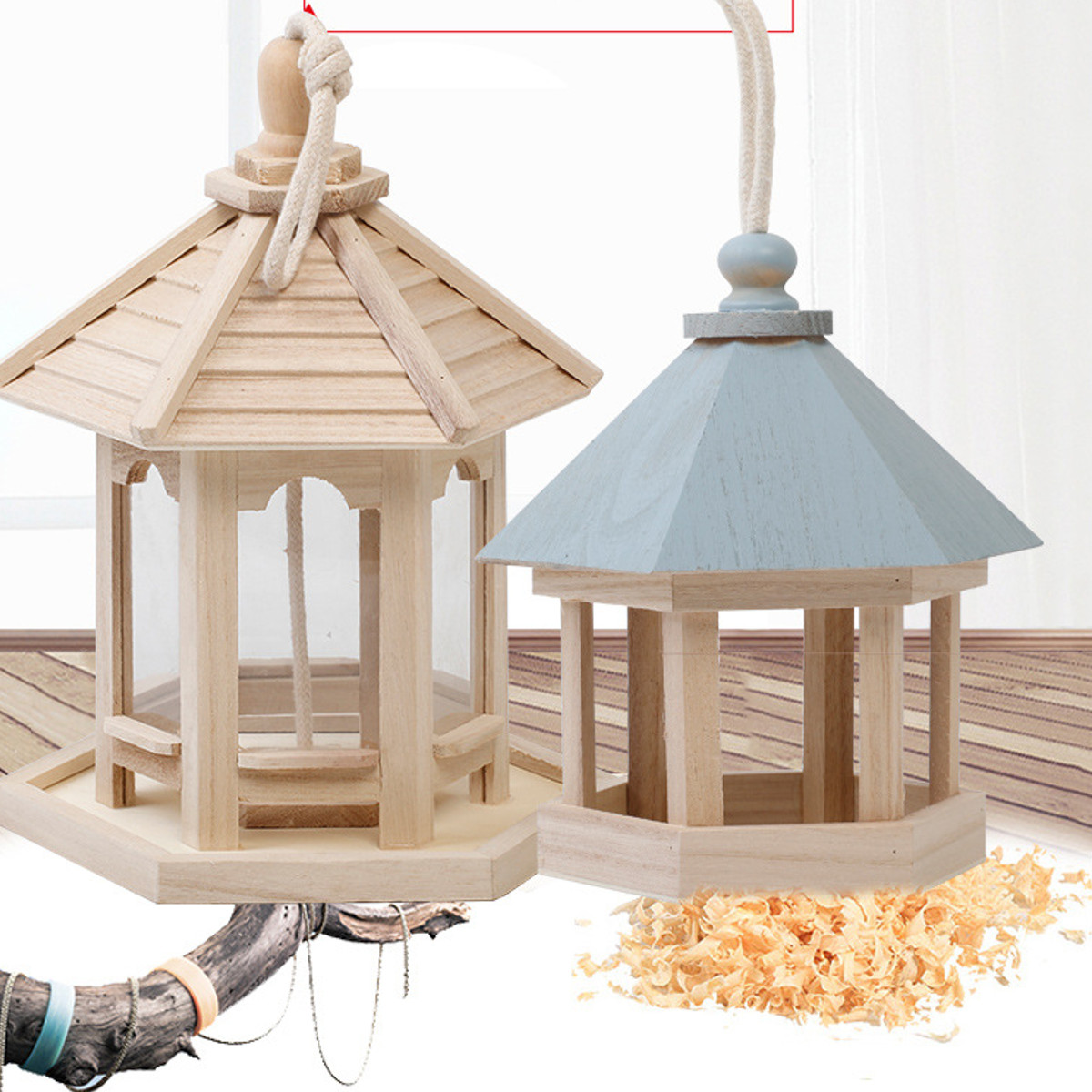 

Деревянная подвесная кормушка для птиц Wild Bird Hotel На открытом воздухе Сад Украшение Гнездо Коробка