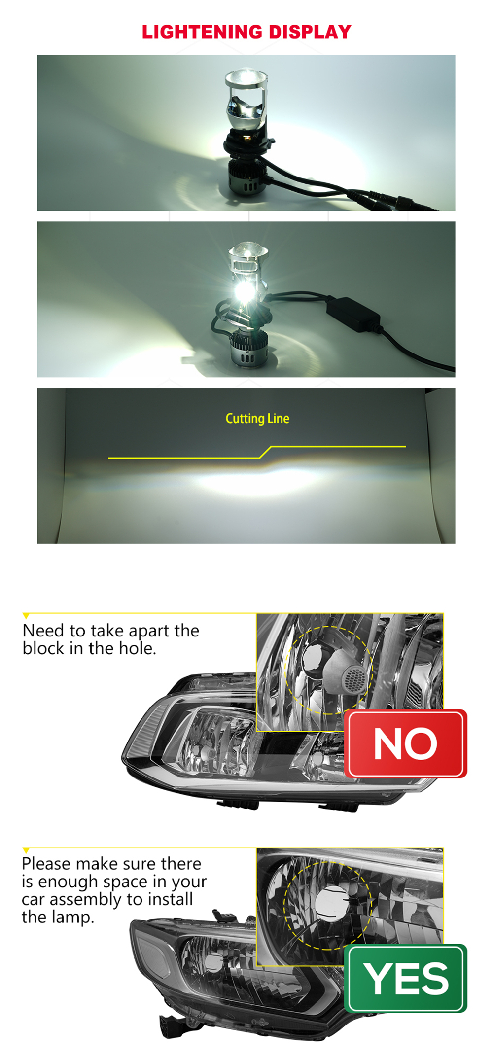 G9 H4 LED Headlights with Mini Projector Lens Hi/Lo Beam Bulb 60W 9600LM 6500K White for Car Motorcycle 21
