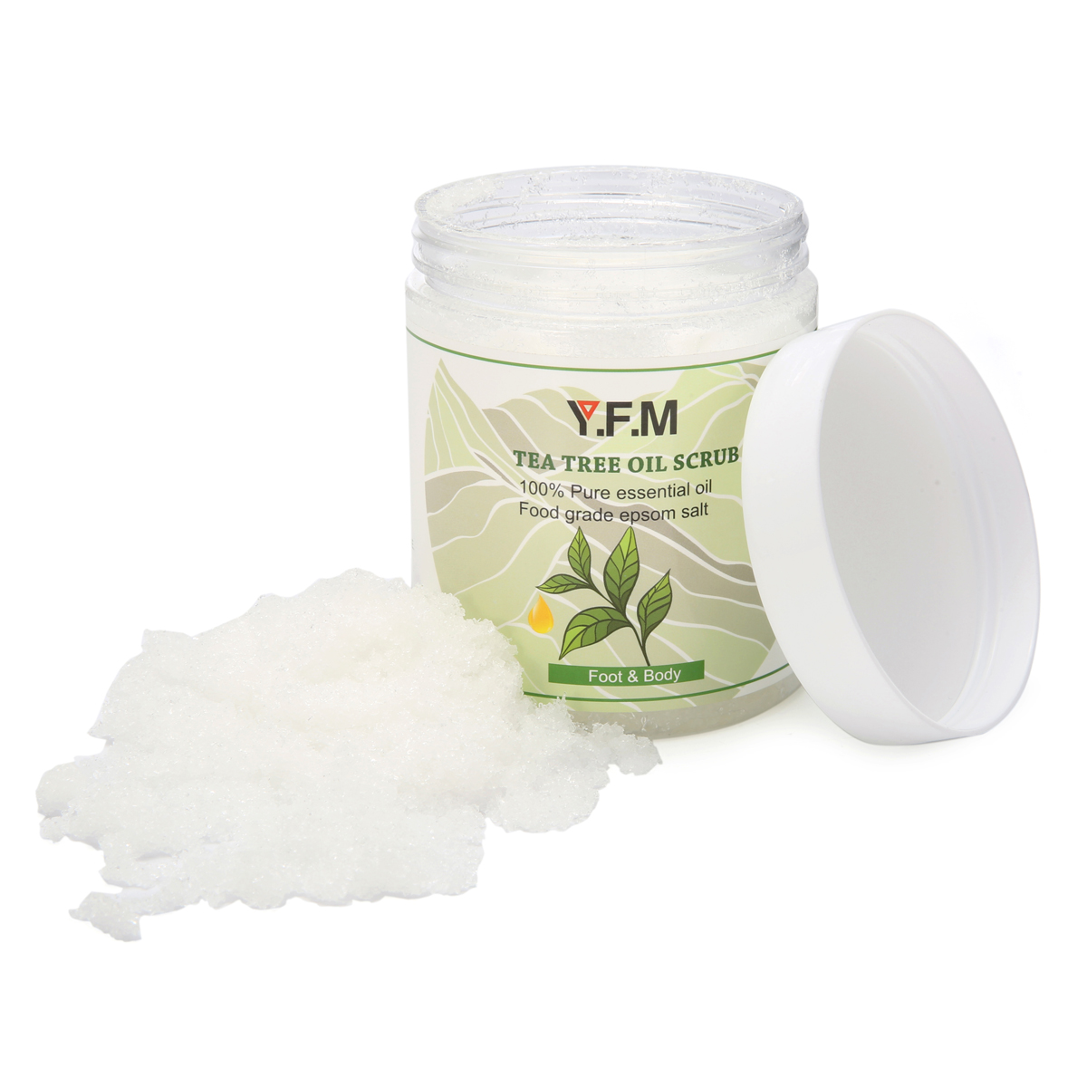 

280g Tea Tree Scrub Essential Oil Body Leg Skin Shower Salt Lemon Jojoba Argan Eucalyptus Epsom Salt Dead Skin Remover