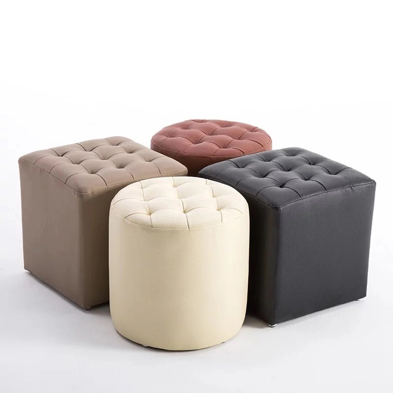 

Footstool Leather Change Shoe Stool Europe Type Tries Shoe Stool Small Round Stool for Bed Stern Sitting Room Lazy Sofa