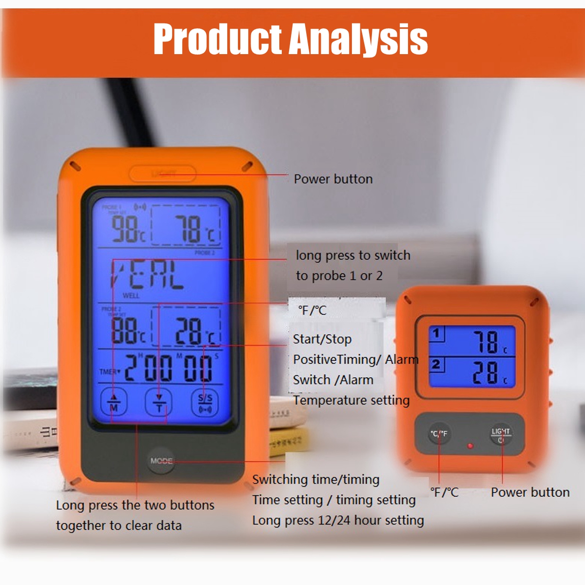Digital Thermometer Food Meat Probe for Kitchen BBQ Cooking 9