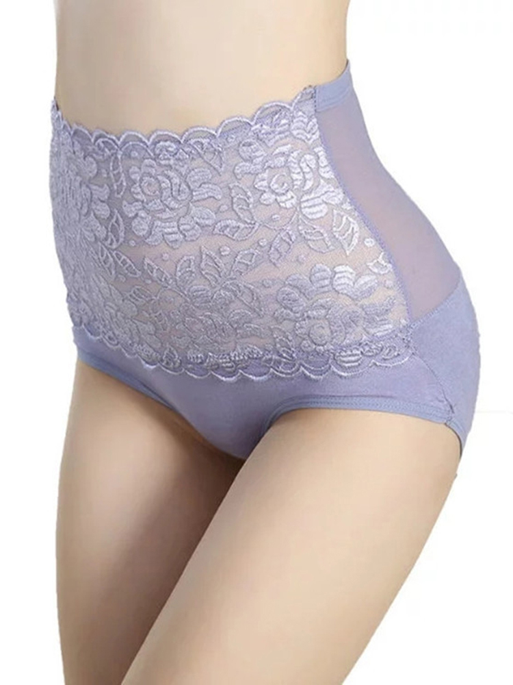 

Modal High Waist Lace Hip Shaping Stretchy Transparent Panties