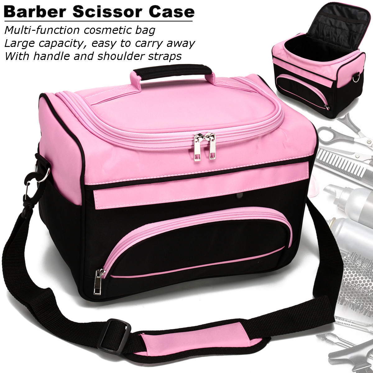 

Pink Hairdressing Salon Barber Comb Scissors Bag Hairdressin