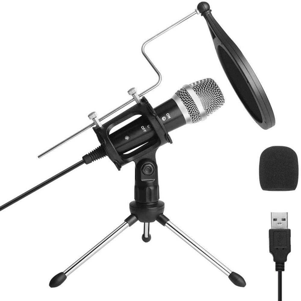 

ARCHEER USB Condenser Studio Microphone PC Live Recording Mic for YouTube Streaming Broadcast Gaming for Windows Laptop