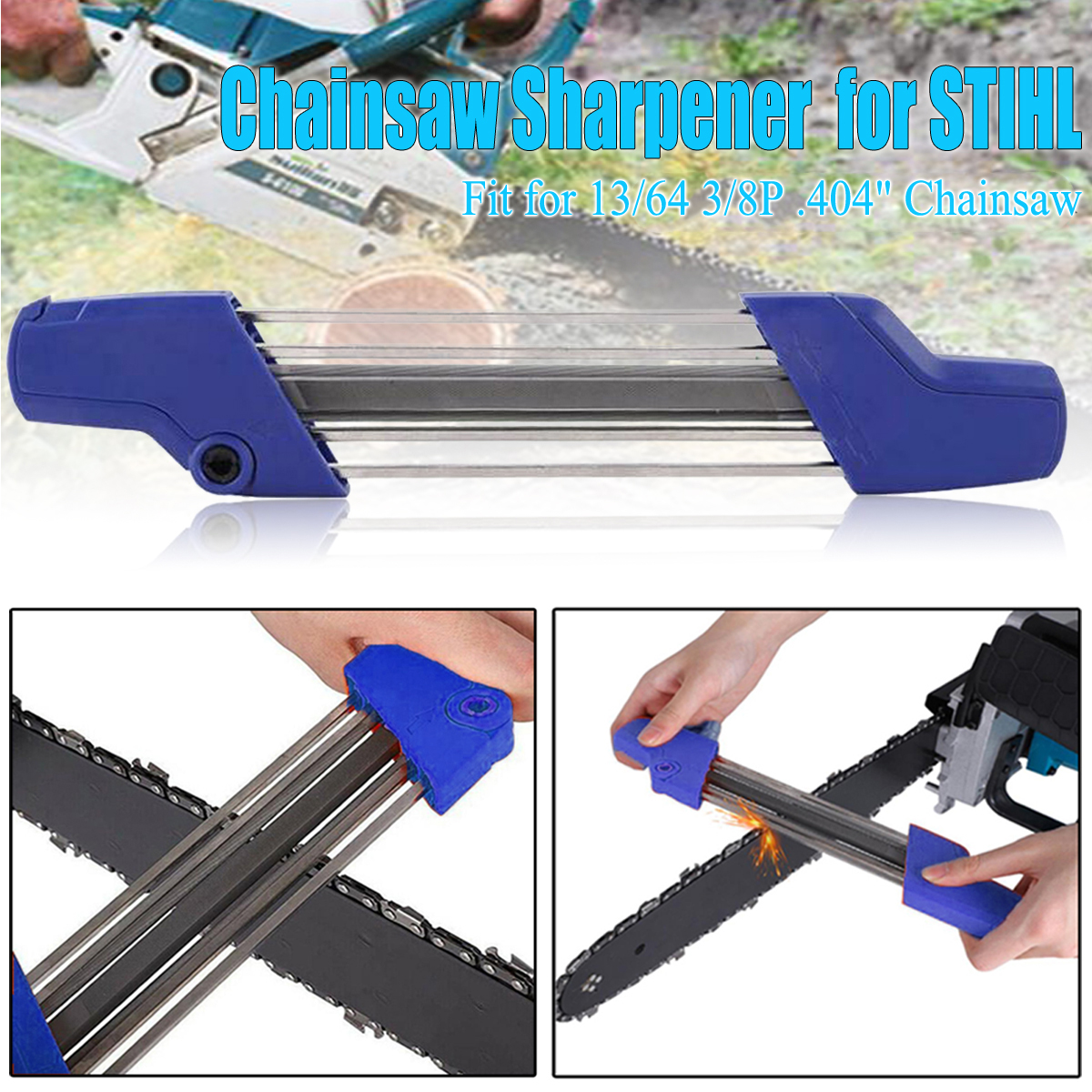 

2 IN 1 13/64 5.2mm Quick Chainsaw Chain File Sharpener Chain Saw Sharpening Kit For Stihl 3/8P .404 Inch