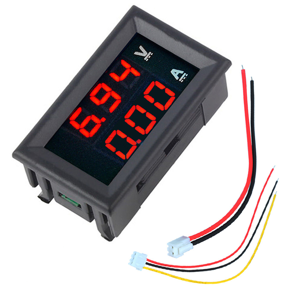 

5pcs Mini Digital Voltmeter Ammeter DC 100V 10A Panel Amp Volt Voltage Current Meter Tester 0.56" Red Red Dual LED Display