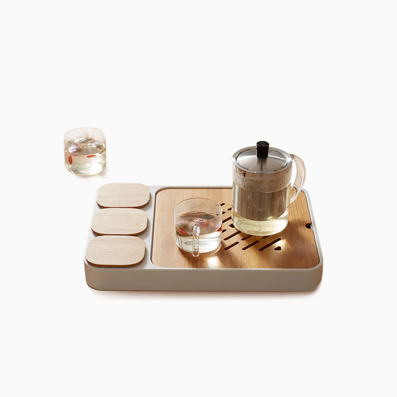 

CHENGSHE Bamboo Kung Fu Tea Set Water Storage Tea Tray with One Kettle and Two Cups from xiaomi youpin