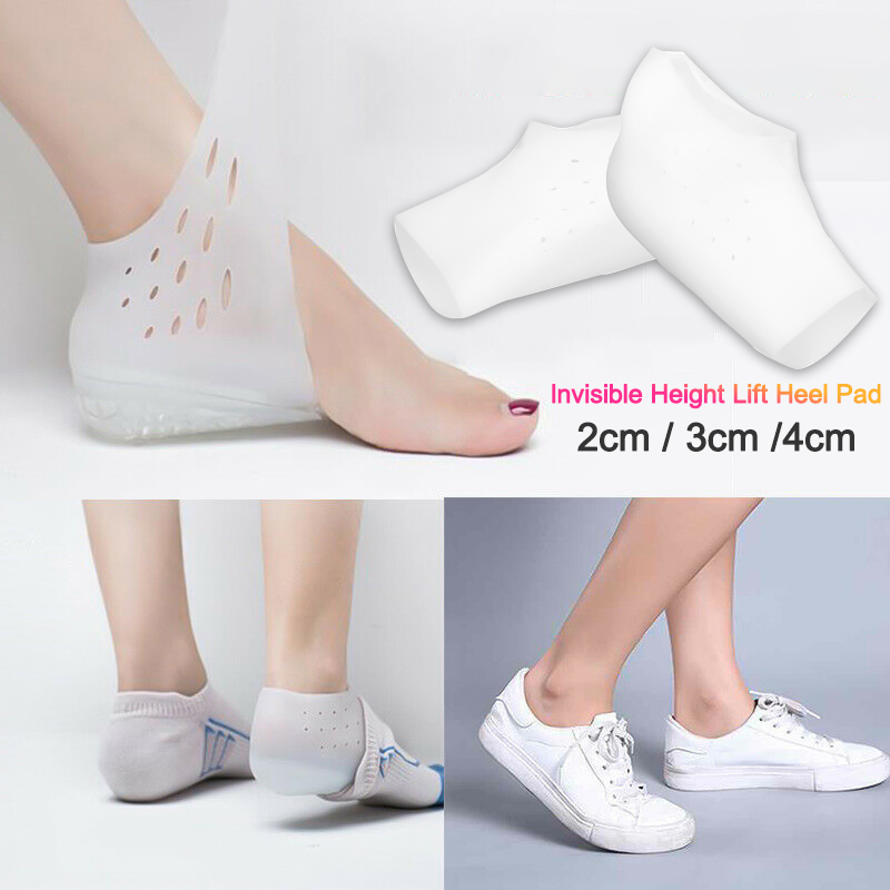2CM-4CM Silicone Height Lift Heel Pad Sock Liners Increase Height Pain ...