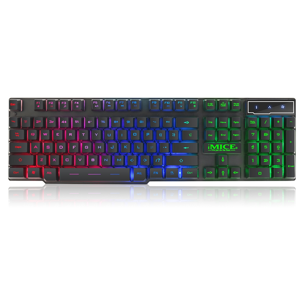 

IMICE AK-600 104 Keys USB Wired Silicone Sutton Keyboard Three Color Backlit with 1.3m Cable Gaming Keyboard