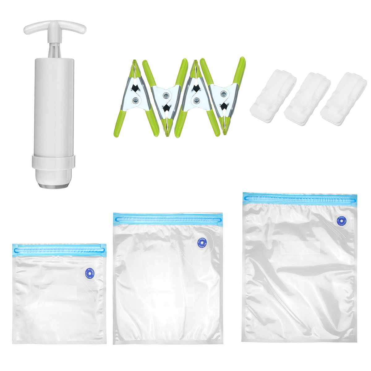 

38Pcs Reusable Food Vacuum Sealing Bag Label Packaging Storage Saver Bags with Manual Vacuum Pump