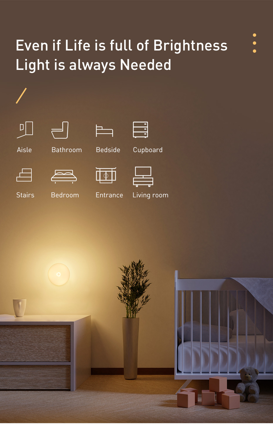Baseus LED Night Light with PIR Intelligent Body Induction Motion Sensor Lamp For Smart Home 16