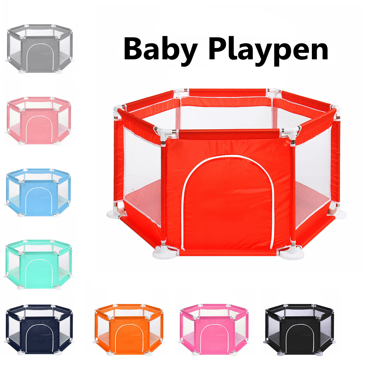 

6 Sided Baby Playpen Playing house Interactive Kids Toddler Room With Safety Gate Decorations