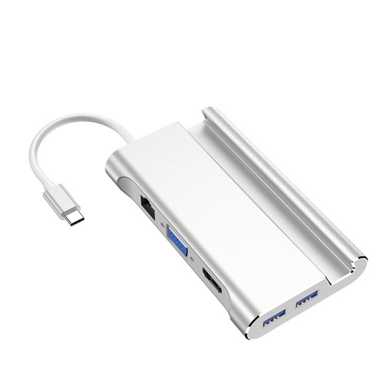 

HOWEI Type-C 7 in 1 USB Hub 5Gbps USB3.0 USB-C PD Charging HD VGA 4K Display with 1000Mbps Network Port Extender Extensi