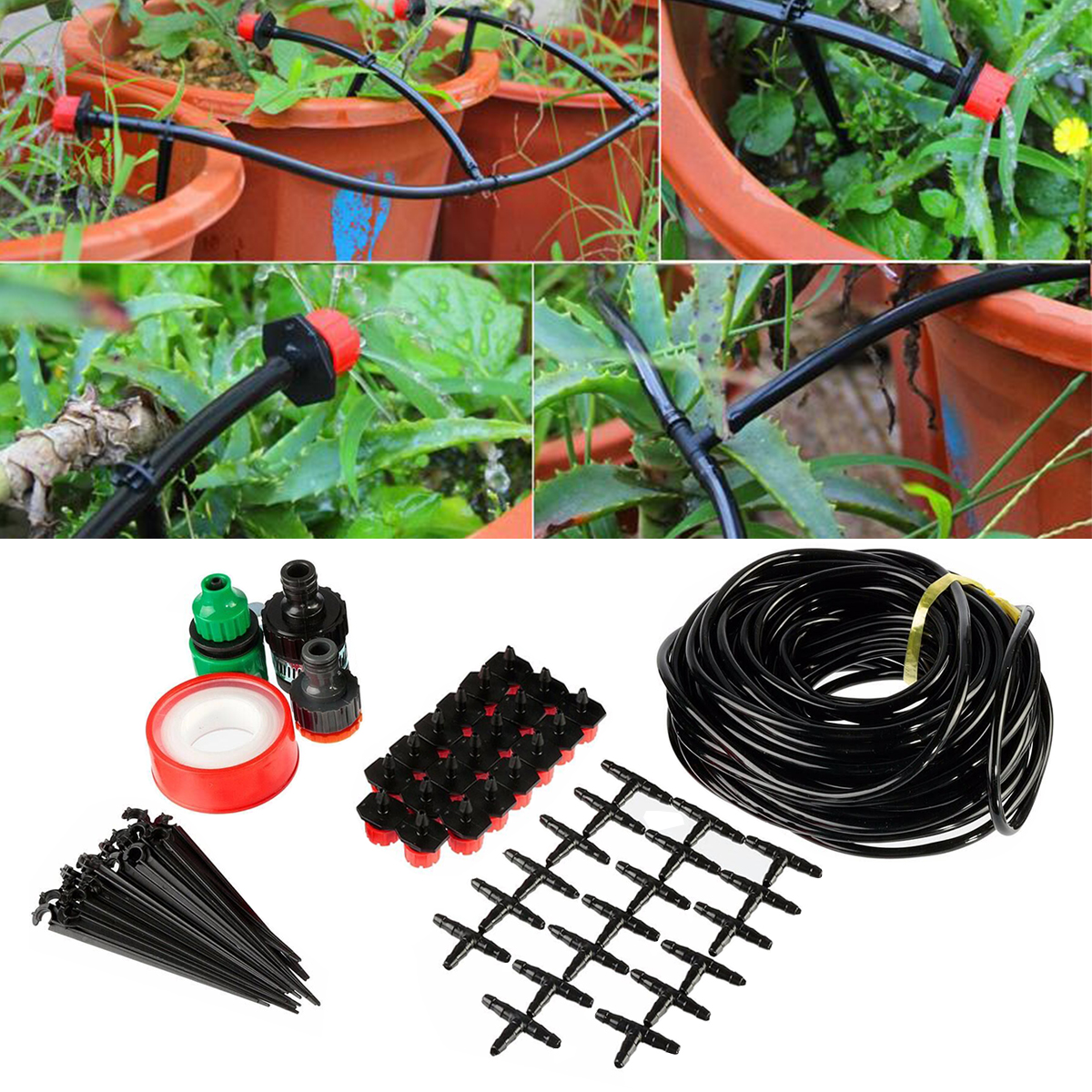 

15M Watering Irrigation Kits Automatic Sprinkler System Kit Micro Drip Irrigation Kit Accessories for Outdoor Garden Watering
