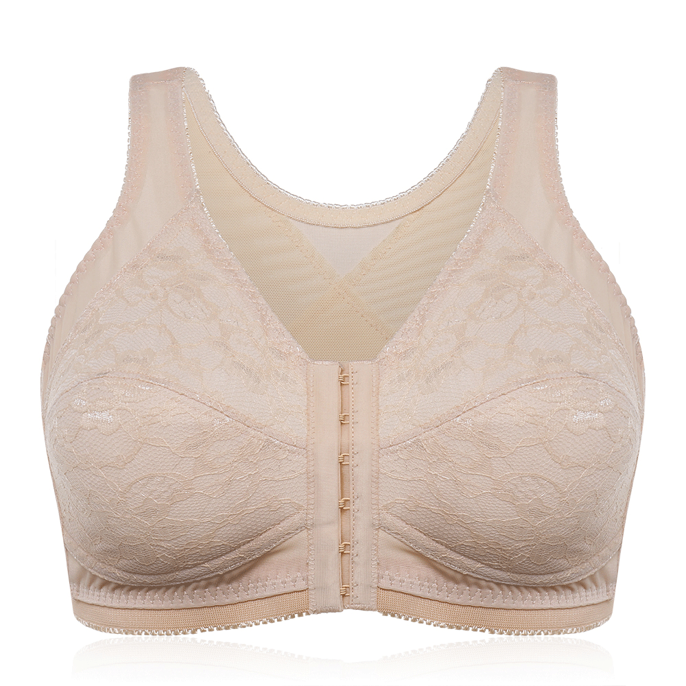 Women Front Closure Lace Full Cup Wireless Bra - US$13.99