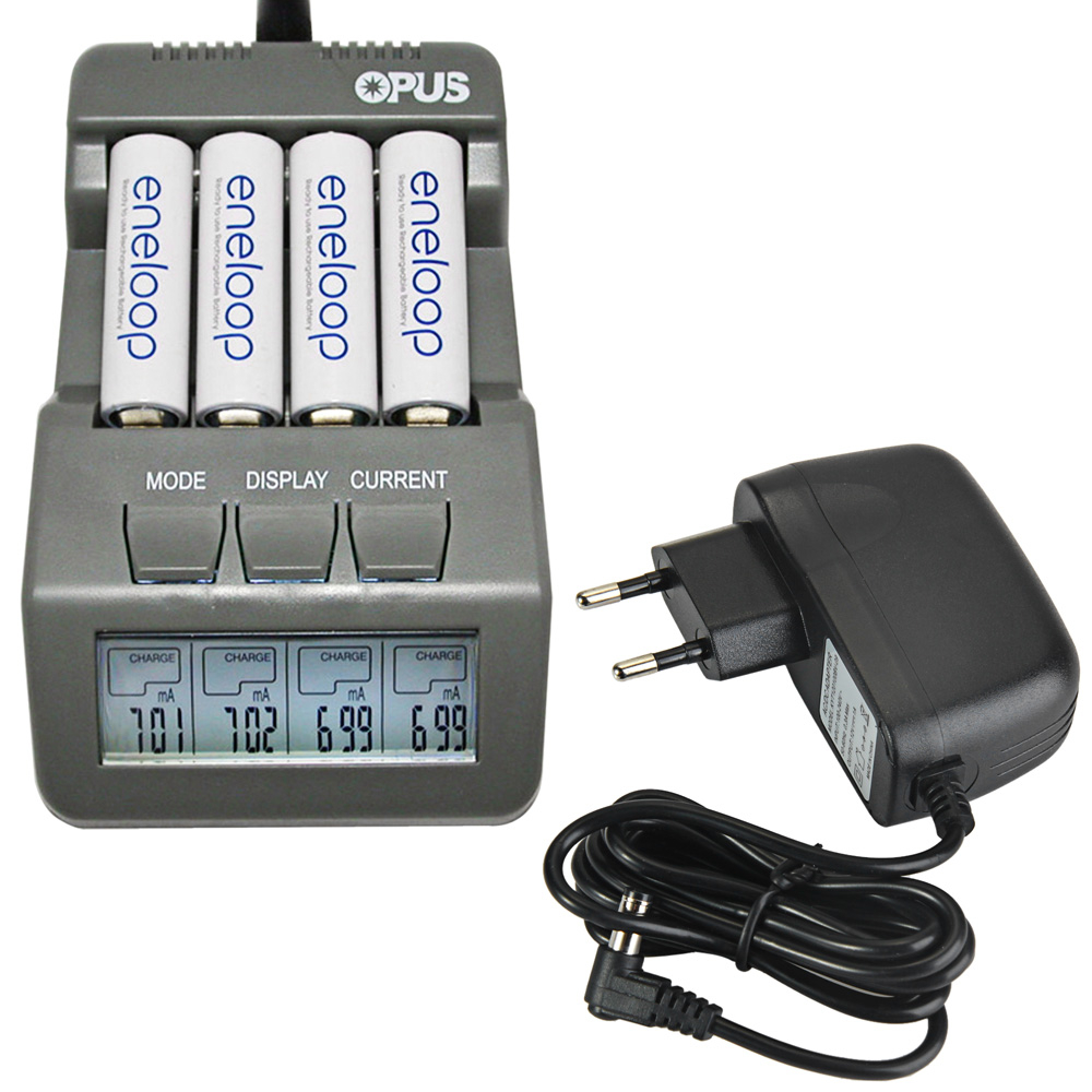 

OPUS BT-C700 LCD Digital Smart Battery Charger 4 Slots Charger EU/US Plug For Flashlight Battery