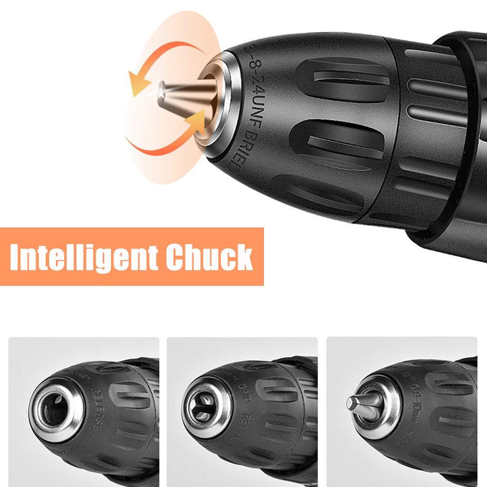 12V Cordless Drill Impact Driver 2 Lithium Rechargeable LED Worklight Hand Electric Power Tools 16