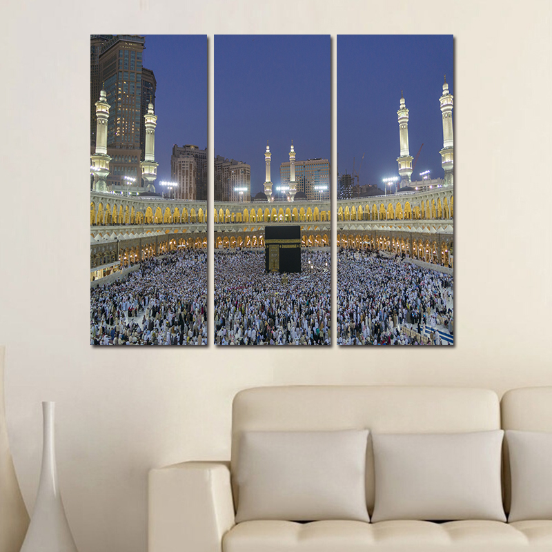 

Miico Hand Painted Three Combination Decorative Paintings Islamic Religious Wall Art For Home Decoration