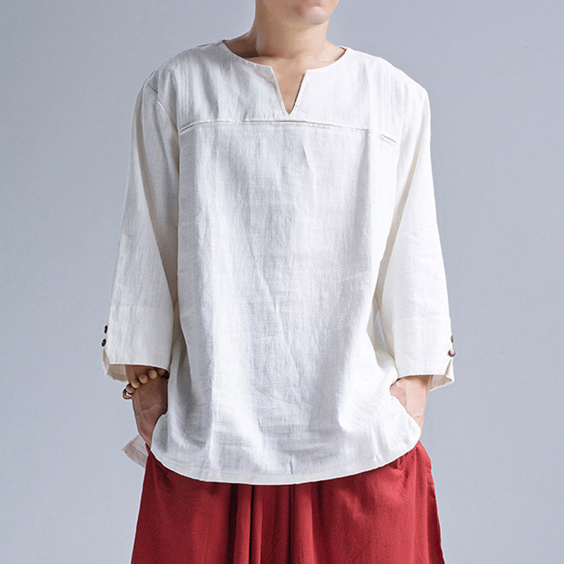 

Mens 100% Cotton Plain Color Long Sleeve Henley Shirts
