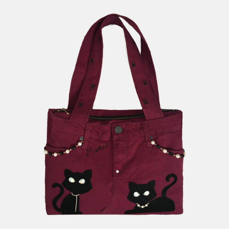 

Women Large Capacity Crossbody Bag Cat Pattern Handbag