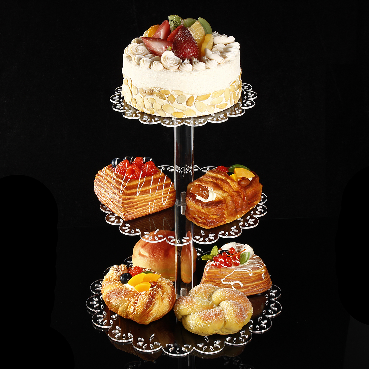 

3-х ярусный акриловый стеллаж для хранения подставки для торта Десерт Дисплей Держатель Свадебное украшения для вечерино