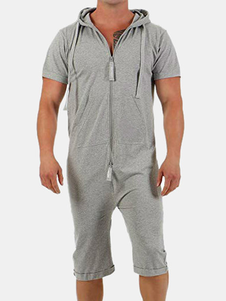 

Hoody Cotton Plain Pajamas Jumpsuit