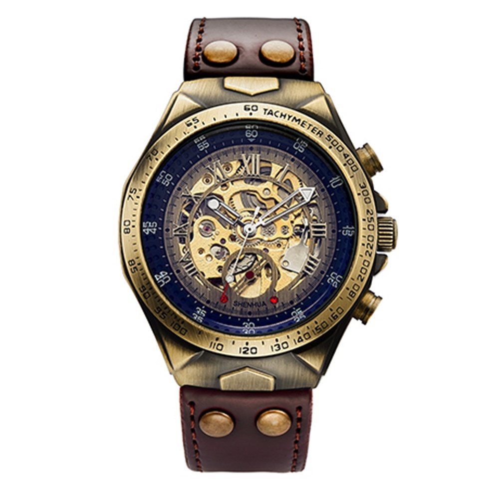 

SHENHUA Brand Genuine Bronze Belt Skeleton Mechanical Watch