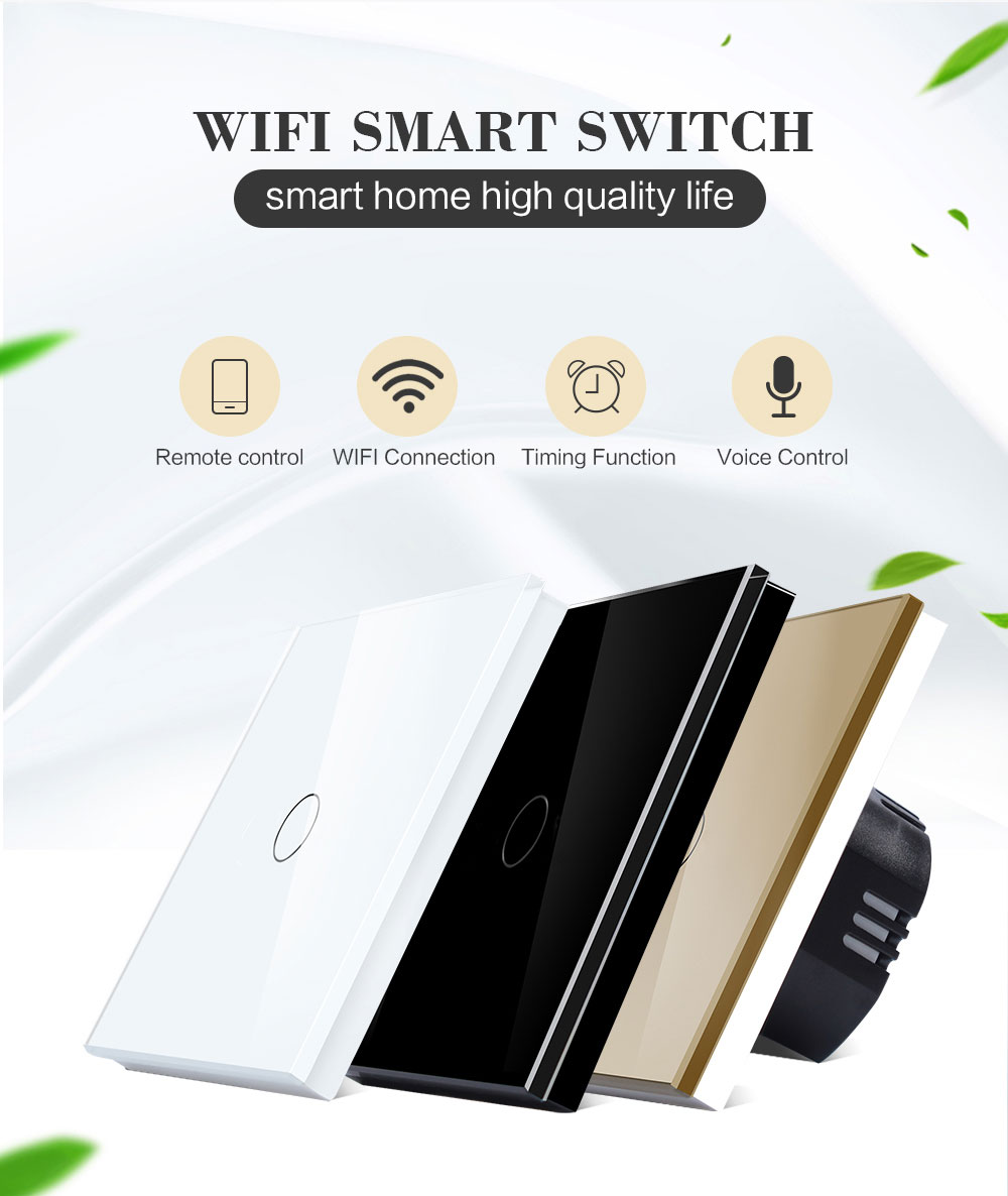 Bakeey 100V-250V Smart WIFI+RF433 Touch Wall Switch Tuya Smart Life APP Remote Control Timer Work With Amazon Alexa Google Assistant 7
