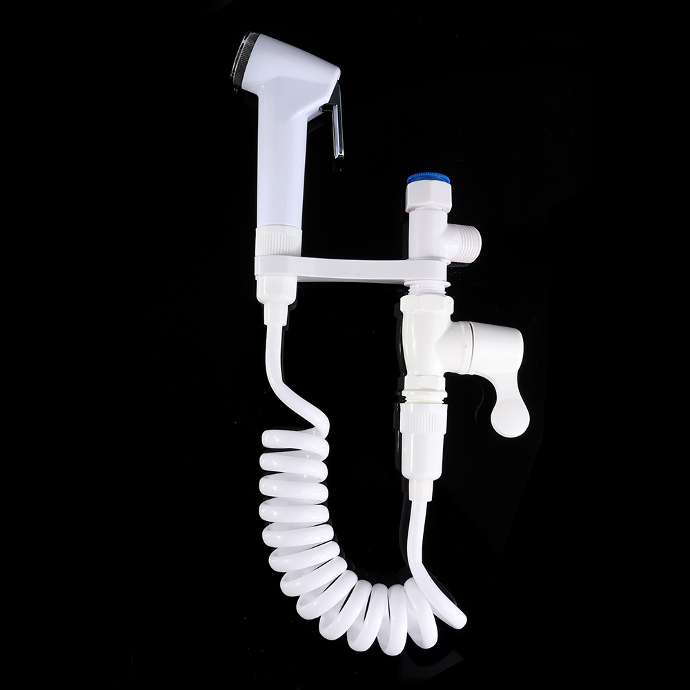 

ABS Portable Bidet Sprayer Set Handheld Toilet Bidet Retractable w/ 1.5m Spring 1/2" Hose Adapter Free Mounting Bracket Switch Toilet Cleaning Tool
