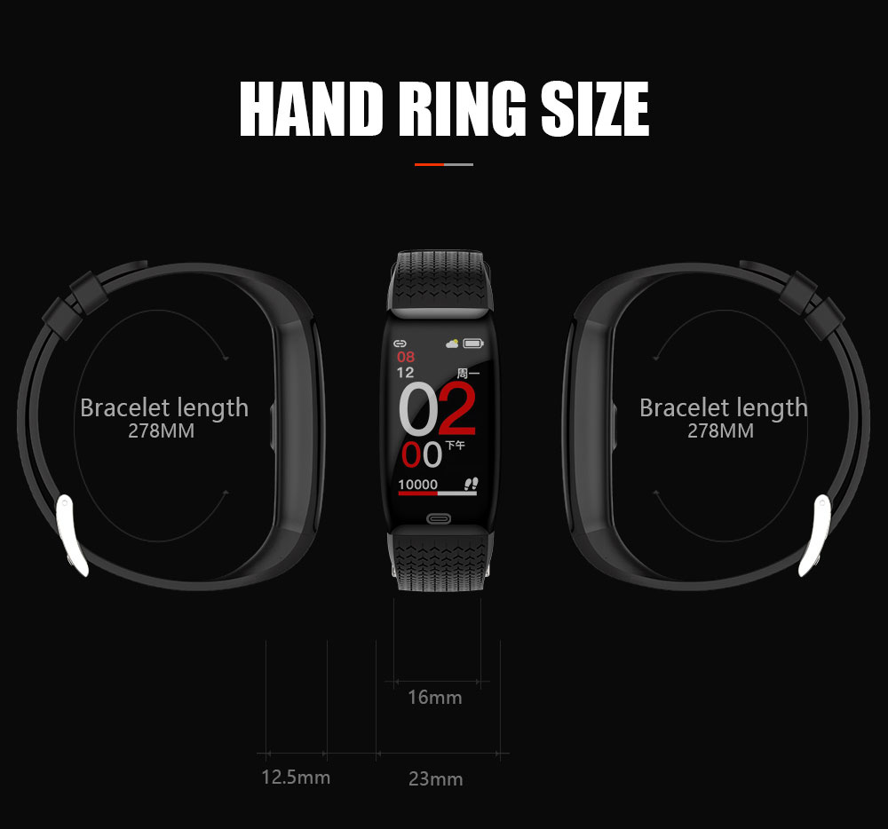 Bakeey S2 1.14' Big Screen Wristband Heart Rate Monitor Fitness Tracker USB Charger Smart Watch 17