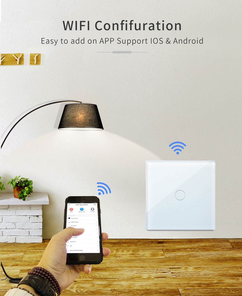 Bakeey 100V-250V Smart WIFI+RF433 Touch Wall Switch Tuya Smart Life APP Remote Control Timer Work With Amazon Alexa Google Assistant 10