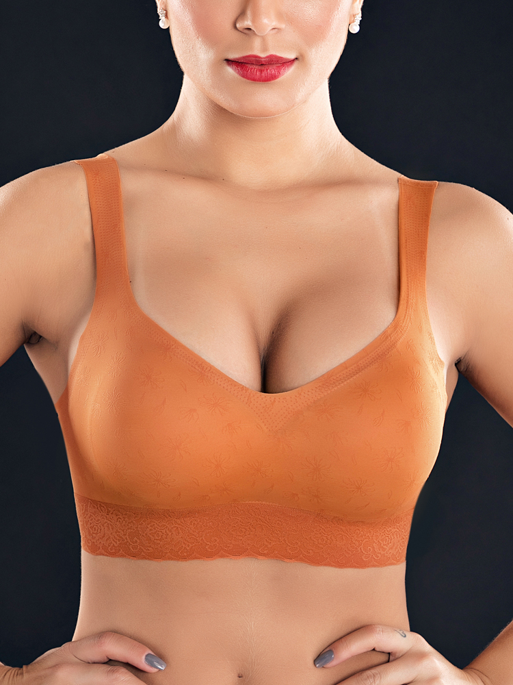 

Lace Bottom Seamless Solid Color Wireless Soft Yoga Bra