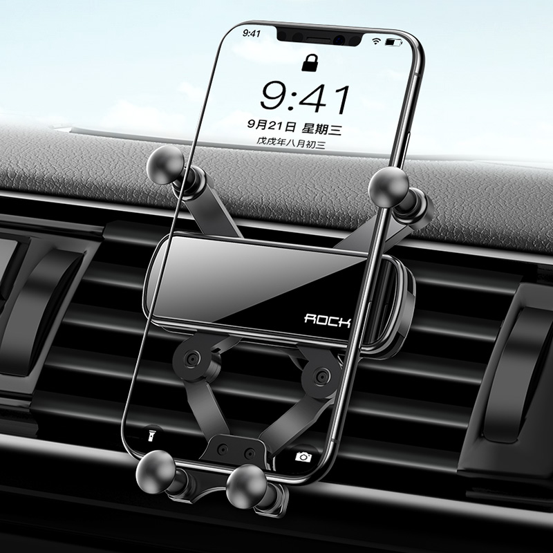 

Rock Mini Gravity Linkage Automatic Linkage Air Vent Car Phone Holder For 4.5-6.5 Inch Smart Phone For iPhone 11 Pro Max For Samsung Note 10+ Xiaomi Redmi Note 8 Pro