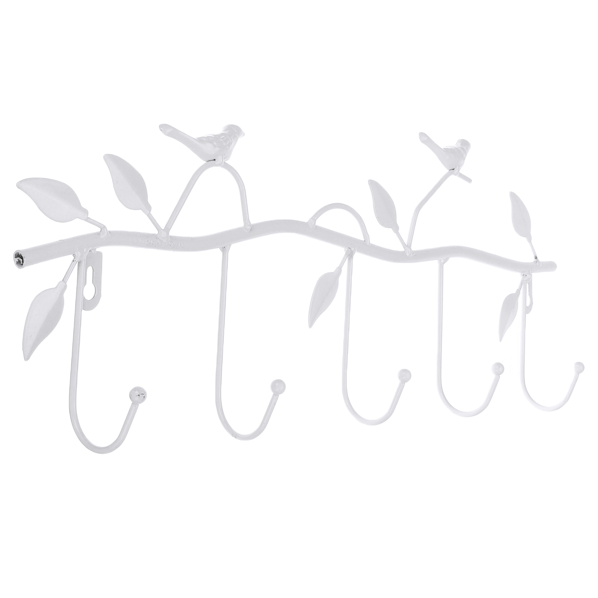 

KSOL Iron Birds Leaves Hat/Towel/Coat Wall Decor Clothes Hangers Racks With 5 Hooks White Home Hooks