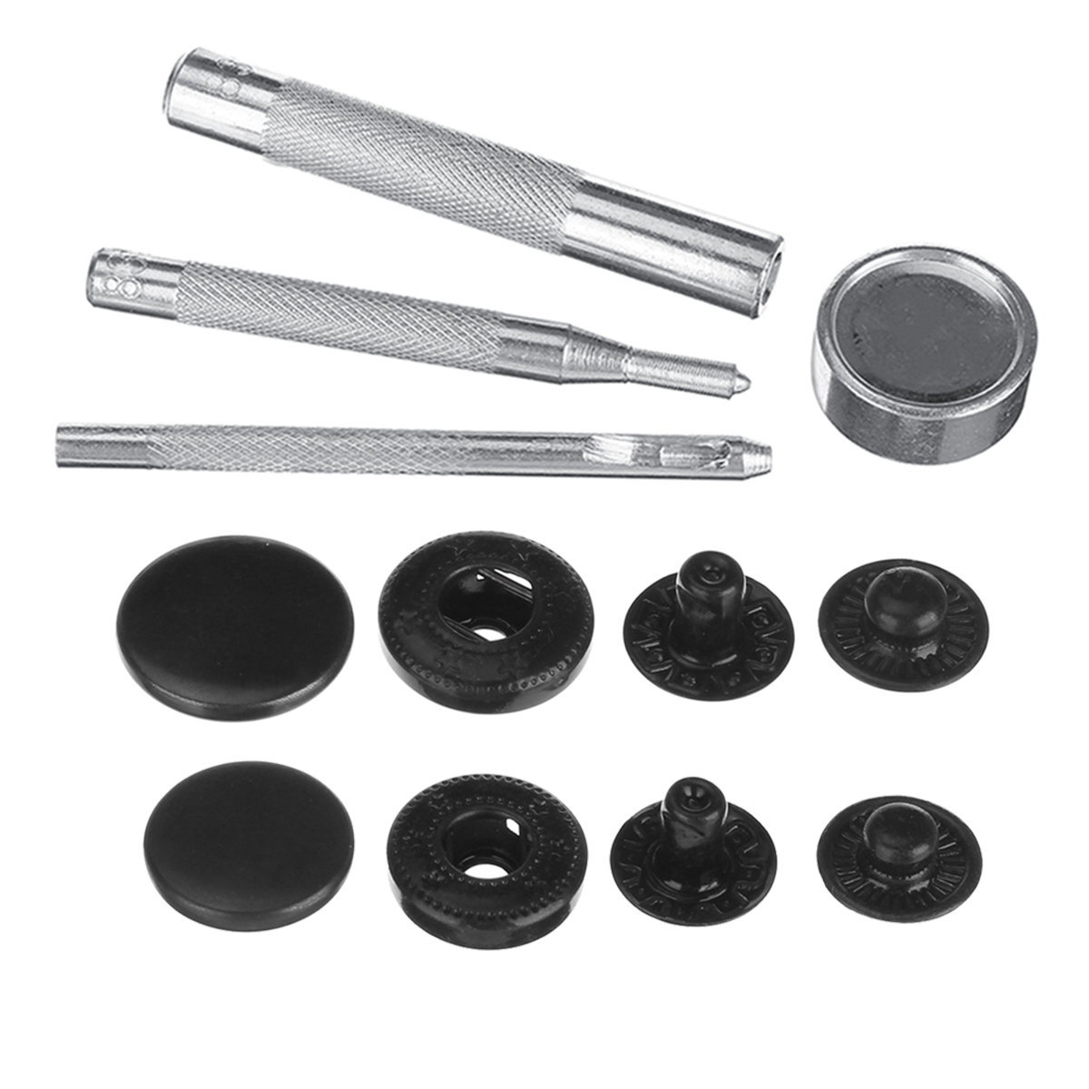 

8pcs/Set 15mm or 12.5mm Black Snap Fasteners Popper Press Stud Button With Fixing Kit