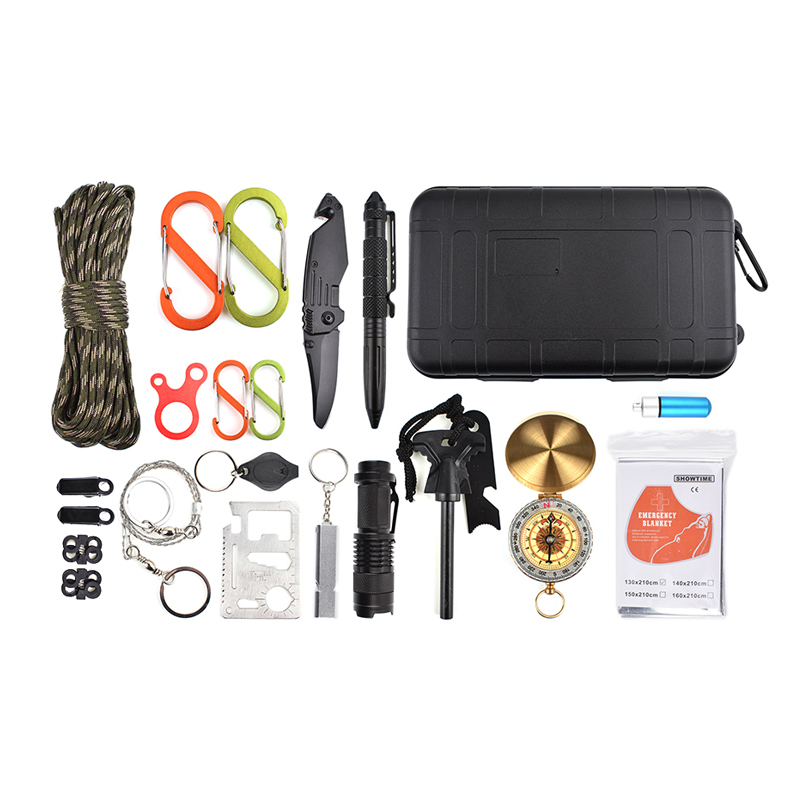 

17 In 1 Multifunctional Tools Waterproof Survival Tactical Box Flashlight Compass TourniquetWhistle Camping Hiking SOS