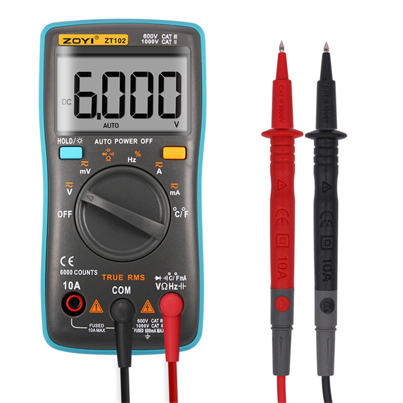 

ZT102 Ture RMS Digital Multimeter AC/DC Voltage Current Temperature Ohm Frequency Diode Resistance Capacitance Tester