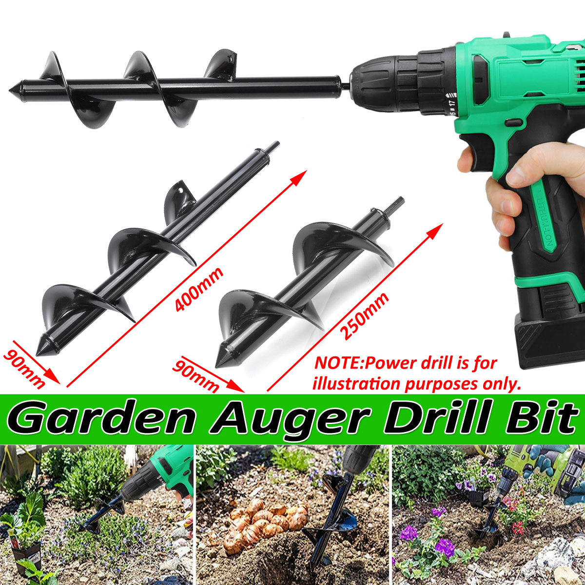 9x25/40cm Garden Drill Bit Earth Drill Hole Post Planting Auger Drill For Electric Drill 11