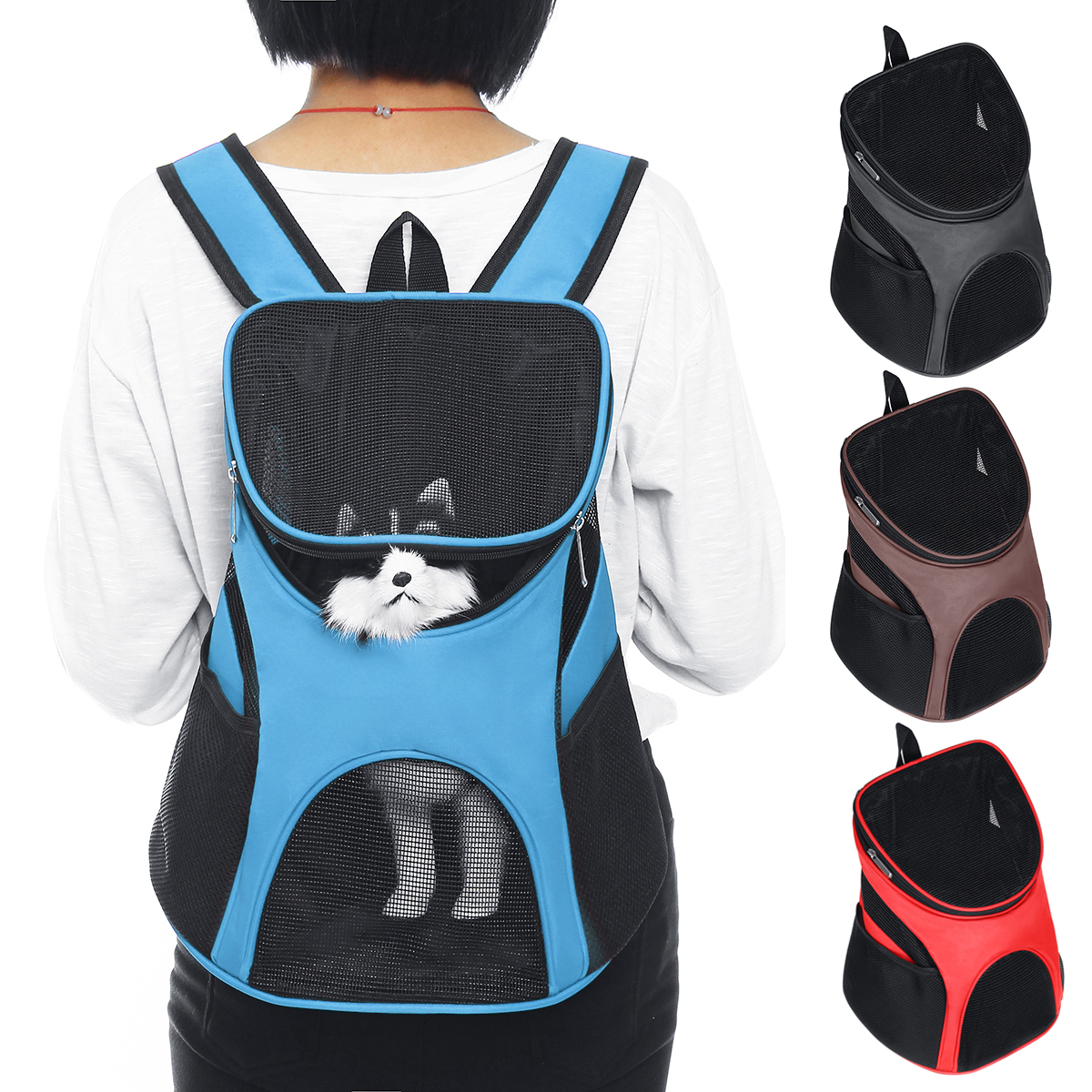 

Portable Cat Dog Pet Double Shoulder Mesh Bag Backpack Travel Carrier Case Pouch