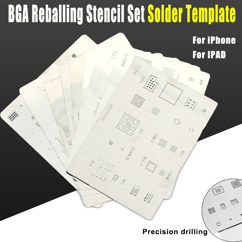 

16Pcs/Lot ICCard Chip BGA Reballing Stencil Kits Set Solder Template for Iphone X 8 7 6s 6 Plus SE 5S 5C 5 4S 4 IPad H