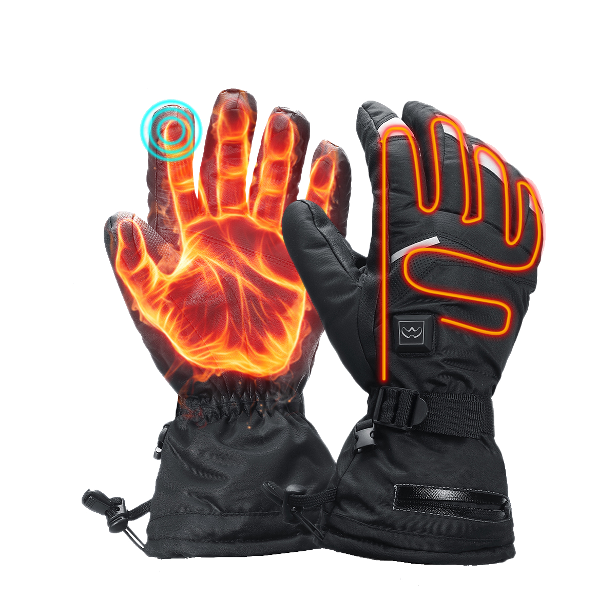 Men Electric Heated Gloves Windproof Winter Warm 3.7V Rechargeable Battery for