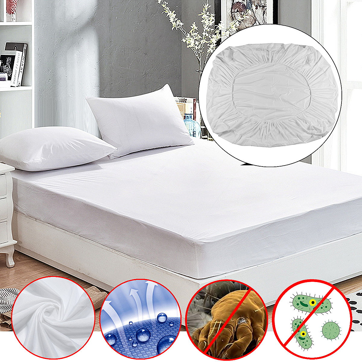 

Anti Dust Mite Mattress Protector Cover Breathable Fitted Bed Sheet Waterproof Furniture Waterproof Cover