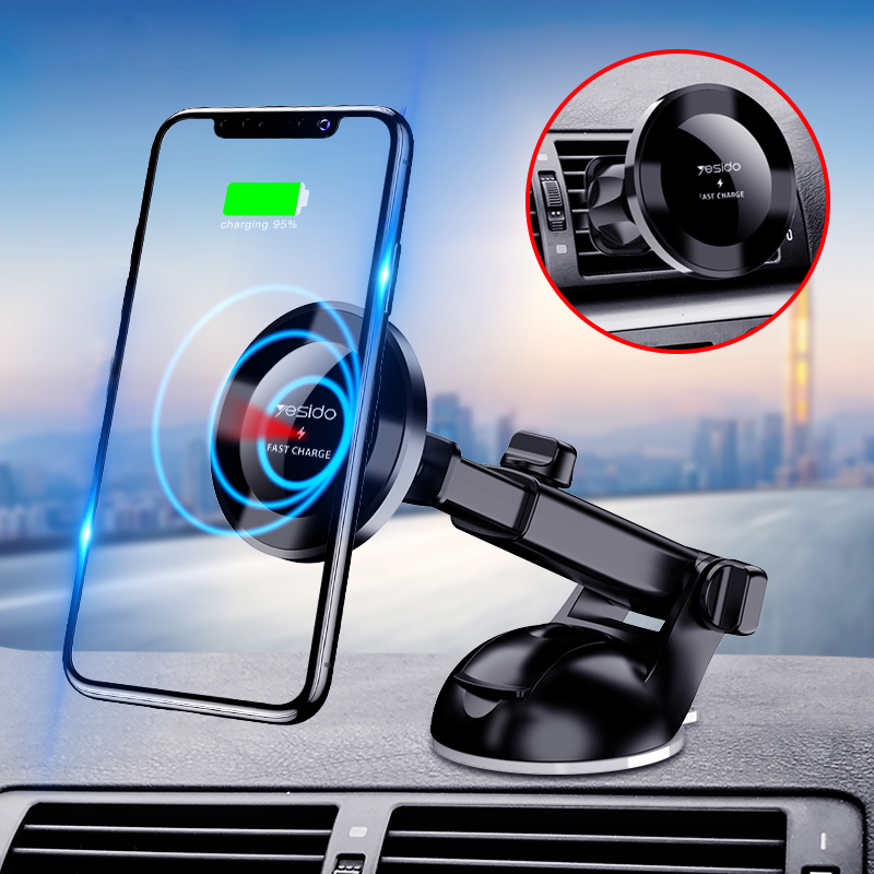 

Yesido 10W Wireless Charger Nanoadsorption Infrared Sensor Air Vent Dashboard Car Phone Holder For 4.0-6.8 Inch Smart Ph