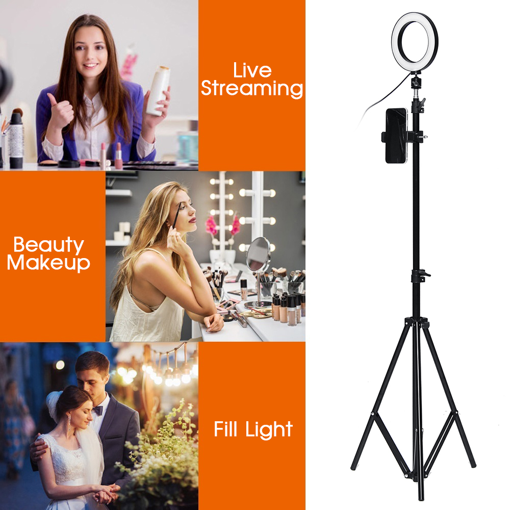 210CM Ring Light Stand Tripod LED Camera Light W/ Cell Phone Holder Lamp 3 MODE
